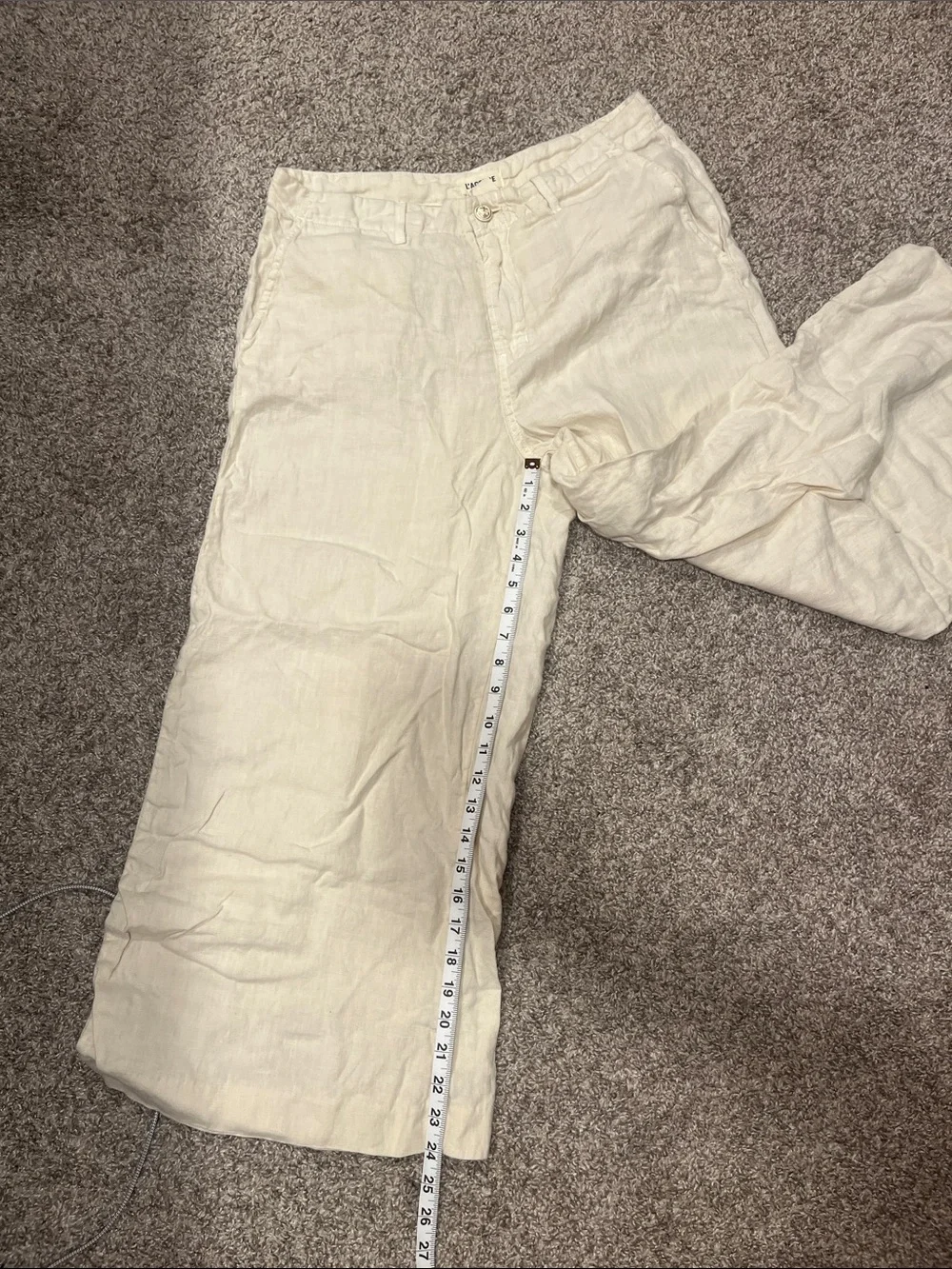 L’AGENCE Henderson High Rise Crop Wide Leg 100% Linen Pants in Oat Color Size 30
